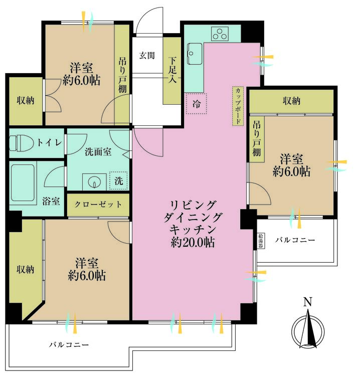 その他 3LDK、専有面積85.28m2、バルコニー面積13m2