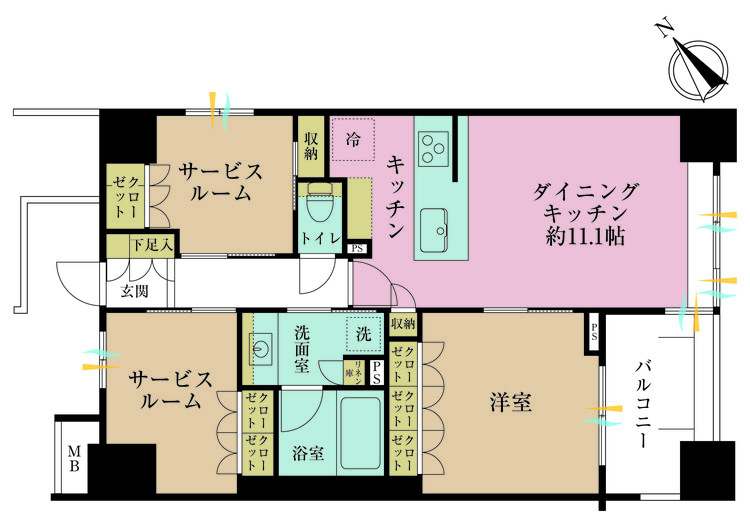 その他 1LDK+2S（納戸）、専有面積67.04m2、バルコニー面積6.4m2