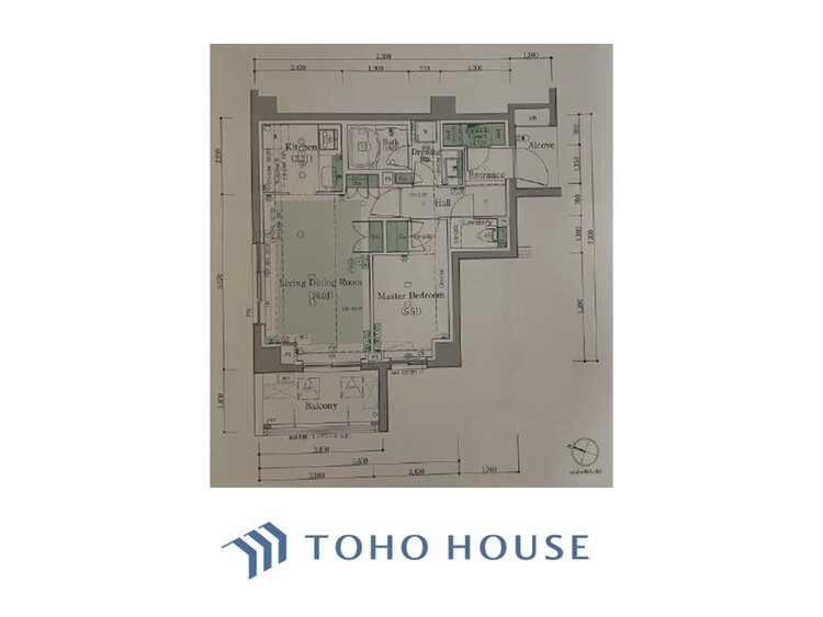 間取り 【house the light is illuminat】採光と風　家事導線も比較的良好で、風通しの良さで過ごしやすい麗(うら)らかな気分にさせてくれるリビング