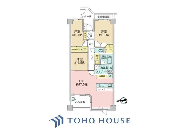 間取り 【house the light is illuminat】採光と風　家事導線も比較的良好で、風通しの良さで過ごしやすい麗(うら)らかな気分にさせてくれるリビング