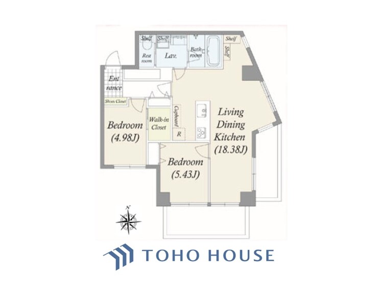 間取り 【house the light is illuminat】採光と風　家事導線も比較的良好で、風通しの良さで過ごしやすい麗(うら)らかな気分にさせてくれるリビング