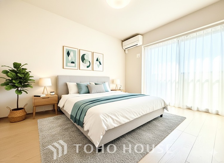 内装 ※家具はCGです。大きな窓から差し込む陽光が心地よい、家族が自然と集まる開放的なリビング空間です。