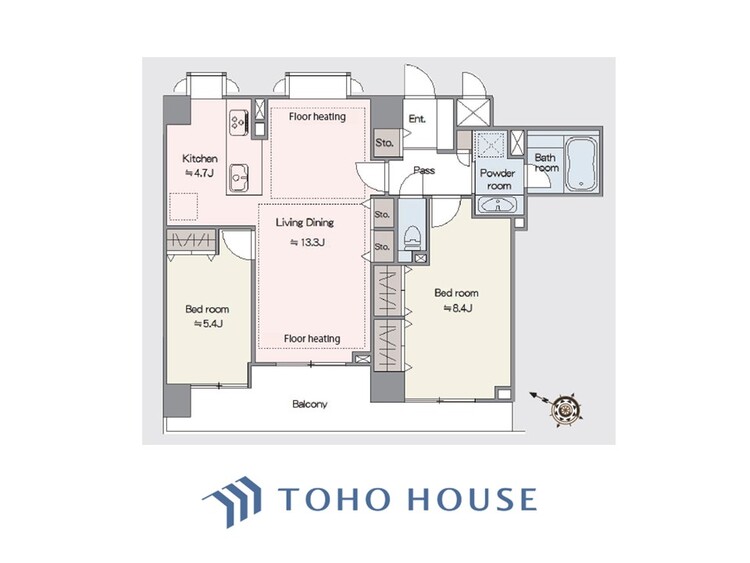 間取り 【house the light is illuminat】採光と風　家事導線も比較的良好で、風通しの良さで過ごしやすい麗(うら)らかな気分にさせてくれるリビング