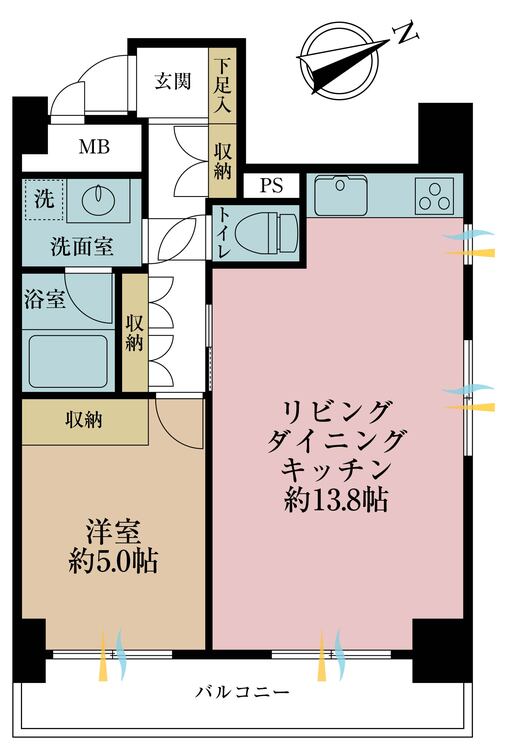 その他 1LDK、専有面積45.72m2、バルコニー面積6.55m2