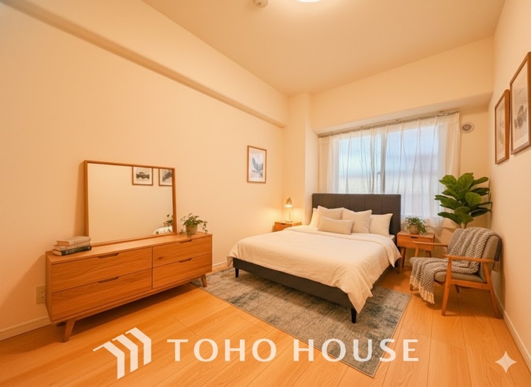 内装 ＊配置してある家具や小物はCGによるイメージ画像です。寝室は一日の疲れを癒す大切な空間。快適で落ち着けるおすすめの間取りです。