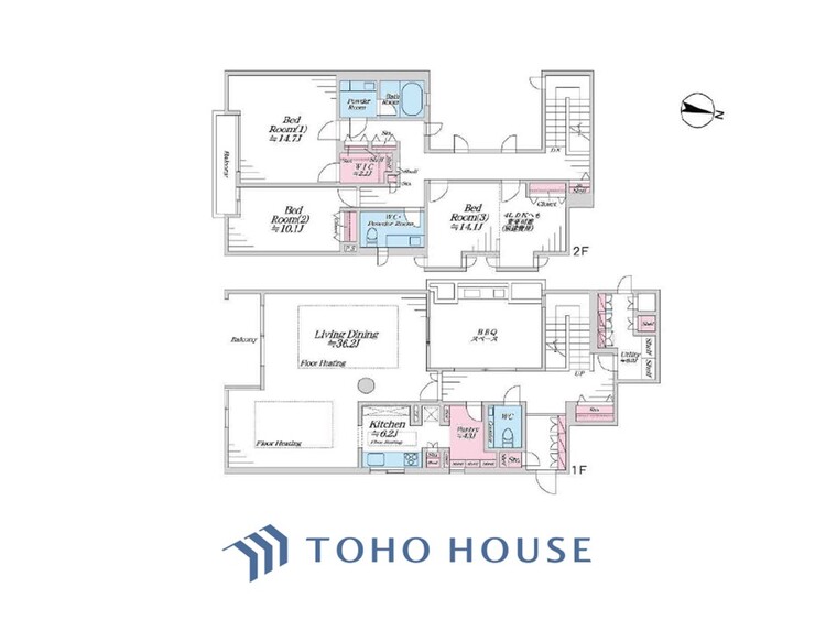 間取り 【house the light is illuminat】採光と風　家事導線も比較的良好で、風通しの良さで過ごしやすい麗(うら)らかな気分にさせてくれるリビング