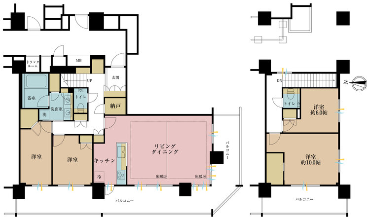 間取り 4LDK、専有面積127.64?、バルコニー面積調査中