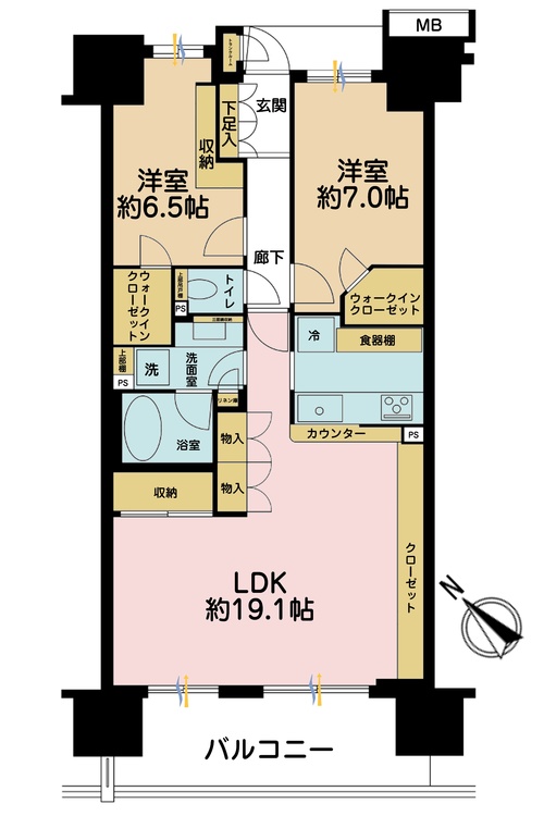 その他 2LDK、専有面積80.19m2、バルコニー面積12.8m2