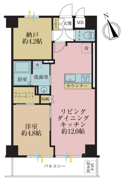間取り １SLDK、専有面積47.41?、バルコニー面積7.02?