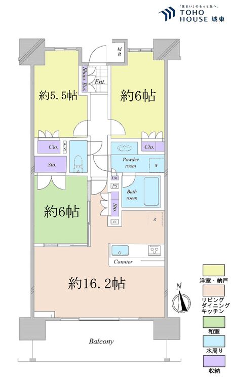 外観 ３ＬＤＫ、専有面積７１．３平米、バルコニー面積１０．８平米