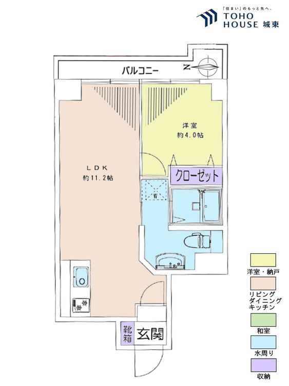 風呂 １ＬＤＫ、専有面積３９．２７平米、バルコニー面積５．４３平米