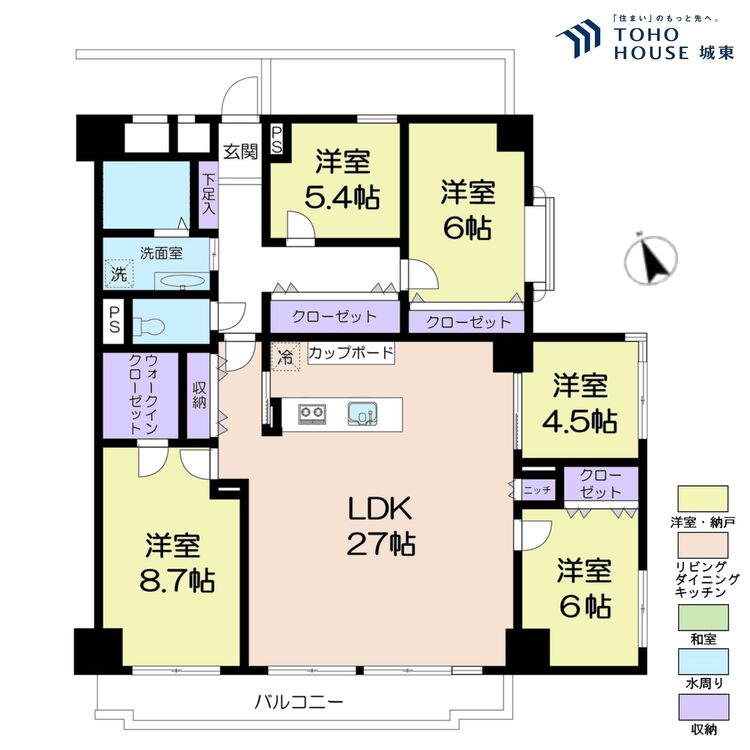 間取り ５ＬＤＫ、専有面積１２６．０平米、バルコニー面積１１．６６平米