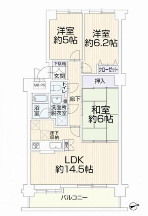 間取り 間取り（３ＬＤＫ＋バルコニー）