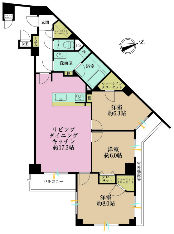 その他 3LDK、専有面積81.92m2、バルコニー面積4.05m2