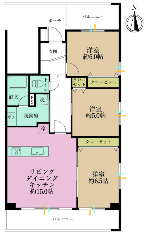 その他 2LDK+S（納戸）、専有面積75.54m2、バルコニー面積16.94m2