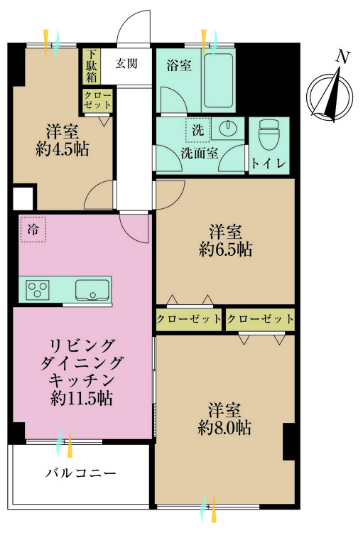 その他 3LDK、専有面積71.54m2、バルコニー面積5.6m2