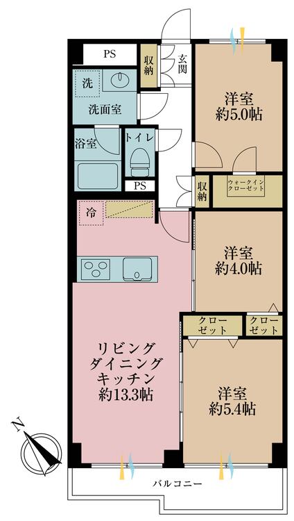 その他 3LDK、専有面積62.16m2、バルコニー面積7.12m2
