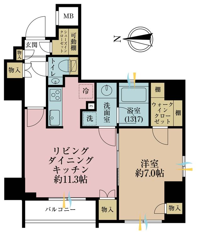 その他 1LDK、専有面積47.85m2、バルコニー面積3.96m2