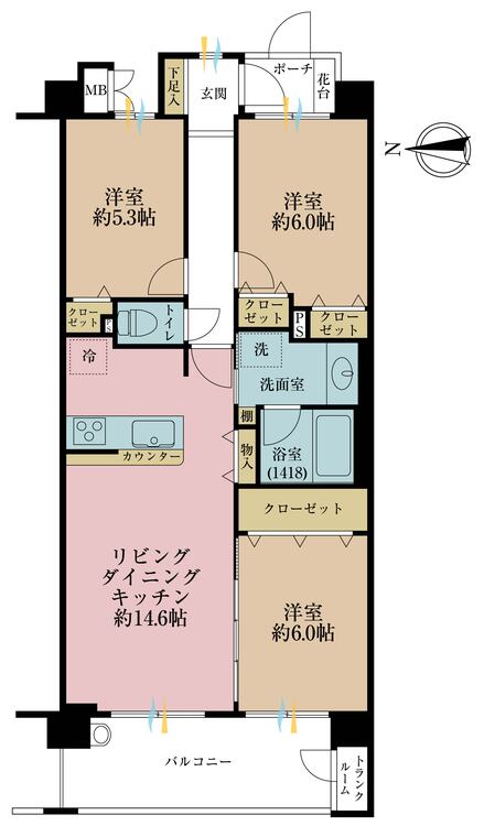 その他 3LDK、専有面積72.12m2、バルコニー面積10.2m2