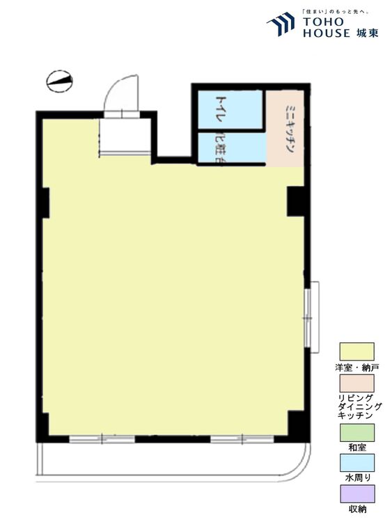 間取り ワンルーム、専有面積５０．５平米、バルコニー面積５．６５平米