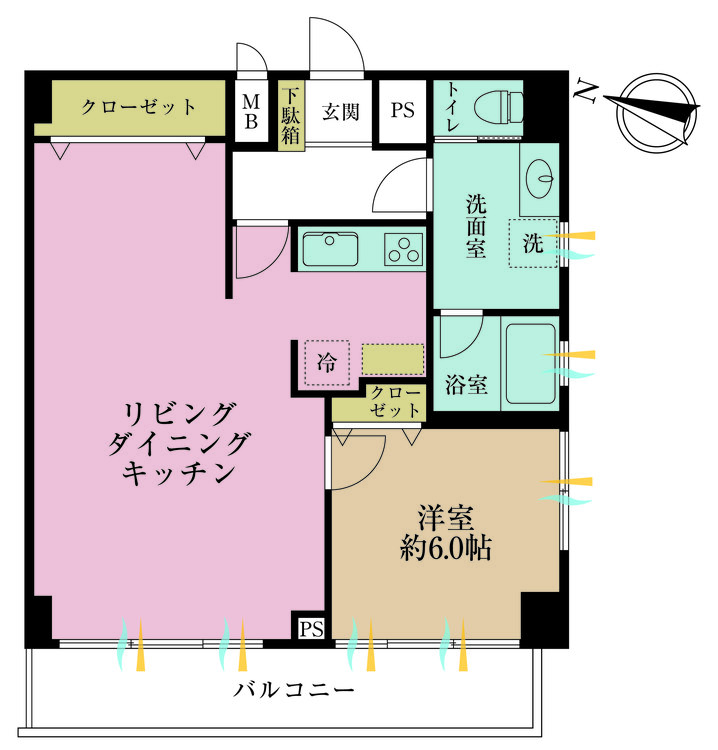 その他 1LDK、専有面積53.21m2、バルコニー面積2m2