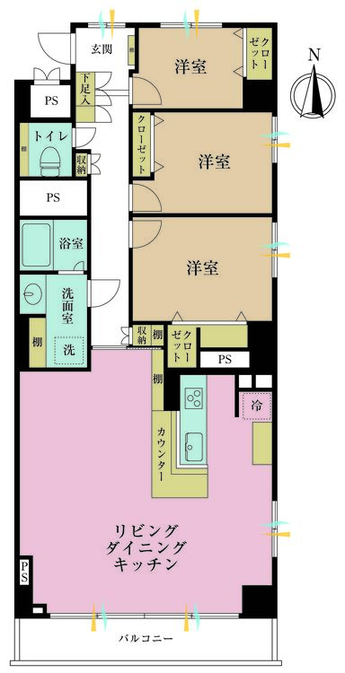 その他 3LDK、専有面積87.92m2、バルコニー面積9.3m2