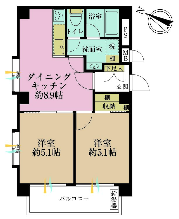 その他 2DK、専有面積47.85m2、バルコニー面積6.34m2
