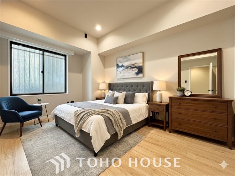 内装 ＊配置してある家具や小物はCGによるイメージ画像です。寝室は一日の疲れを癒す大切な空間。快適で落ち着けるおすすめの間取りです。