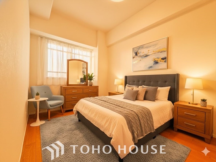 内装 ＊配置してある家具や小物はCGによるイメージ画像です。寝室は一日の疲れを癒す大切な空間。快適で落ち着けるおすすめの間取りです。