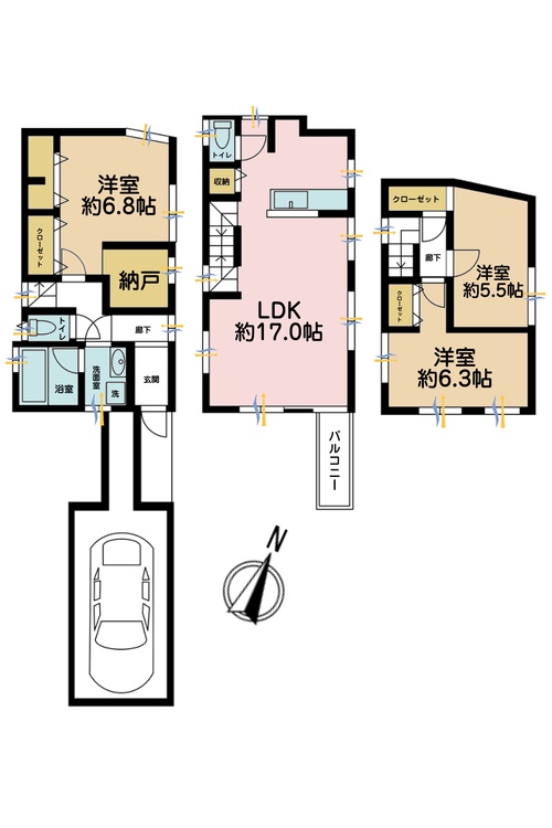 その他 3LDK、土地面積74.93m2、建物面積90.47m2