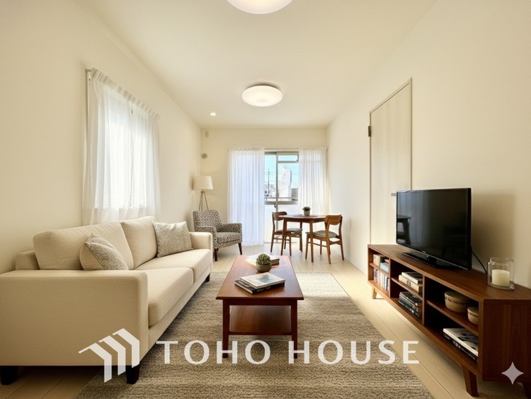 内装 【LIVING】◆煌びやか◆愛おしい家族との団欒の時間をより一層幸せなものに感じさせる煌びやかなLDK。輝かしい毎日が待っています。※この画像の家具の配置には、CGによる加工を施しております。