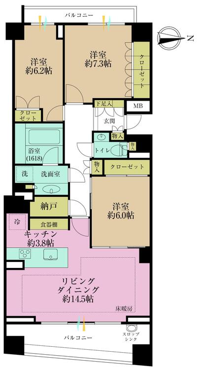 その他 3LDK+S、価格14390万円、専有面積93.29?、バルコニー面積15.3?