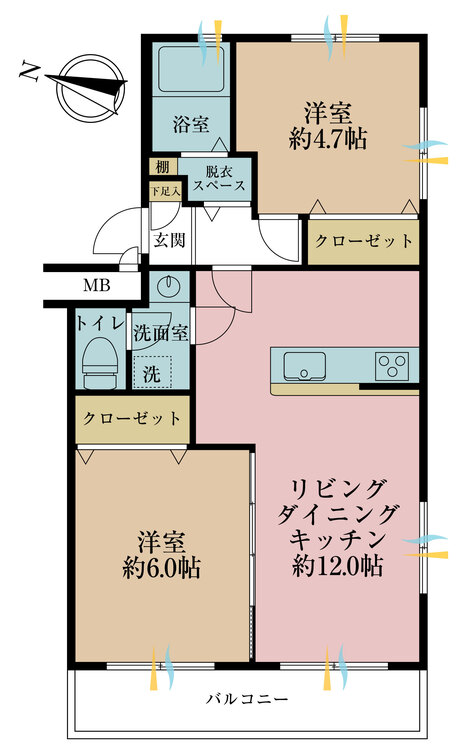 外観 ２ＬＤＫ、専有面積５１．７１平米、バルコニー面積調査中