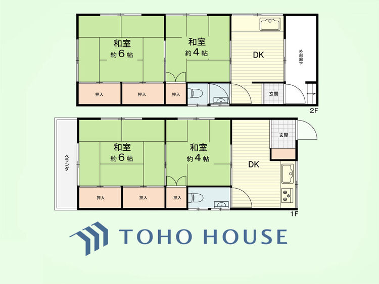 間取り 2DK+2DK　土地面積56.69平米、建物面積60.18平米