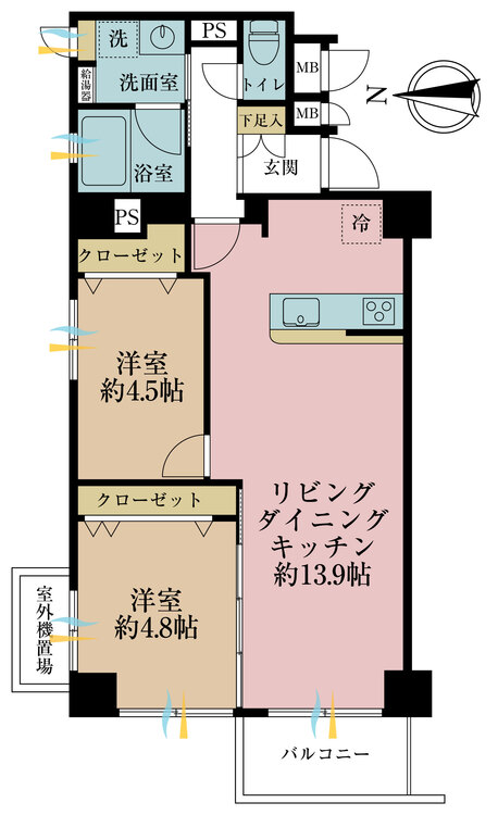 その他 2LDK、専有面積54.45m2、バルコニー面積3.51m2