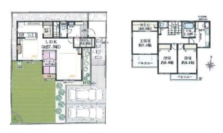 間取り リビングには足元から暖まる床暖房で一家団欒の時間を