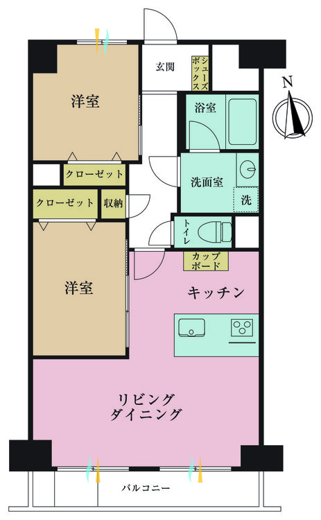 その他 2LDK、専有面積53.46m2、バルコニー面積5.4m2