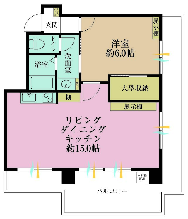 その他 1LDK、専有面積46.02m2、バルコニー面積17.74m2