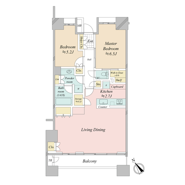 その他 2LDK、専有面積70.44m2、バルコニー面積7.37m2