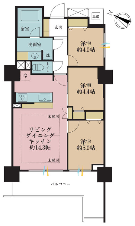 その他 3LDK、専有面積62.06m2、バルコニー面積12.02m2