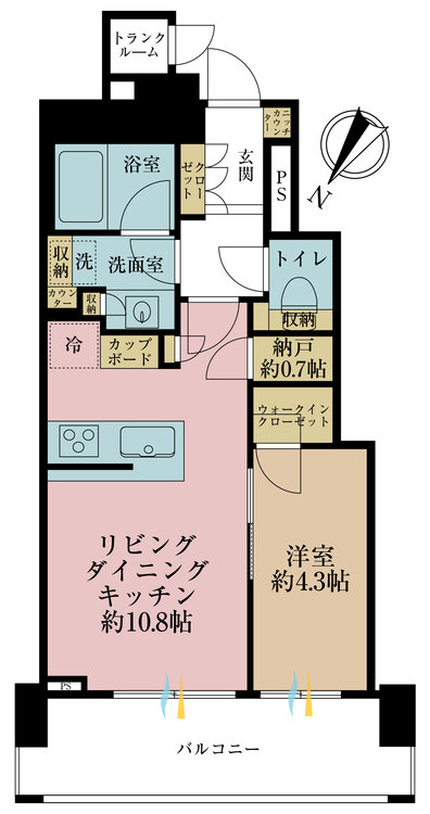 その他 1LDK、専有面積41.46m2、バルコニー面積9.54m2