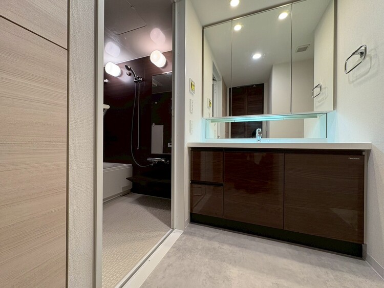 洗面 清潔感と心地よさを重視した、上質感漂うパウダールーム。