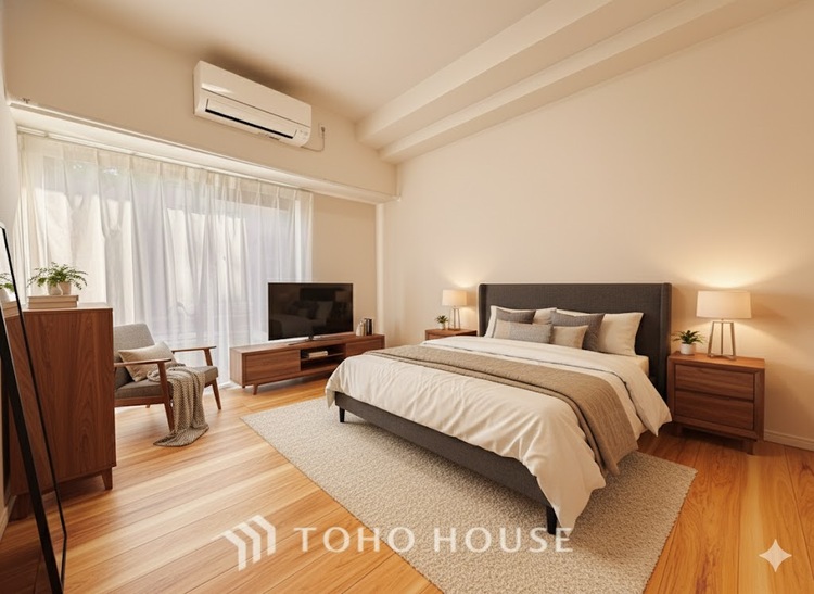 内装 ＊配置してある家具や小物はCGによるイメージ画像です。寝室は一日の疲れを癒す大切な空間。快適で落ち着けるおすすめの間取りです。