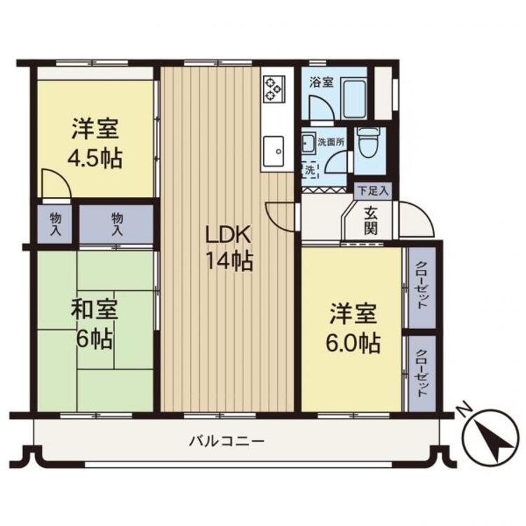 間取り 【間取り図】南西向き最上階で陽当たり良好！