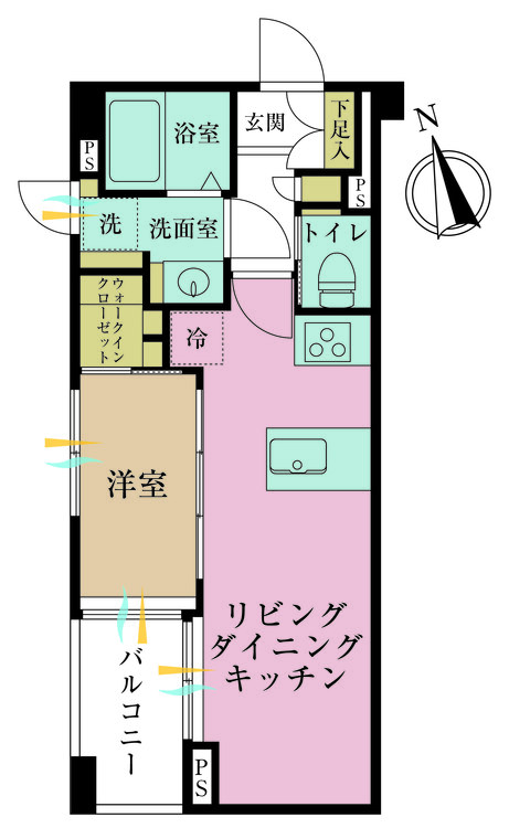 その他 1LDK、専有面積31.63m2、バルコニー面積3.75m2