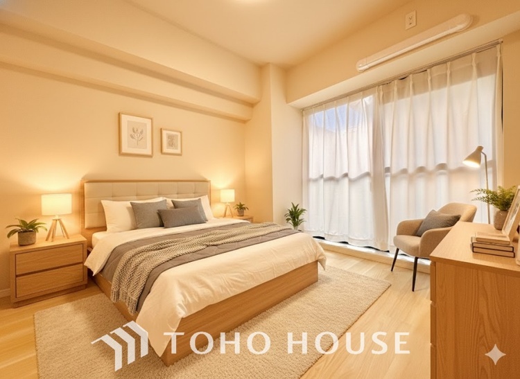 内装 ＊配置してある家具や小物はCGによるイメージ画像です。感性を育むプライベートルームはシンプルでスマートな空間。好みの空間で読書をしたり、音楽を聞いたりと一人の時間も充実したものにできます。