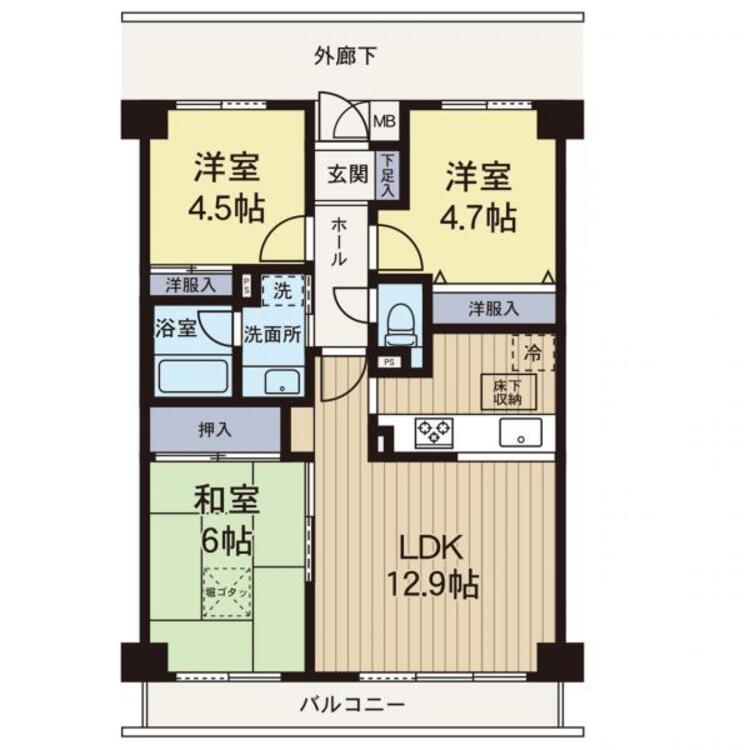 間取り 【間取り図】使い勝手の良い3LDKの間取りです！