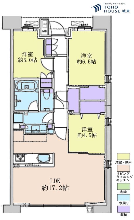 間取り ４ＬＤＫ、専有面積８１．１５平米、バルコニー面積１６．７０平米