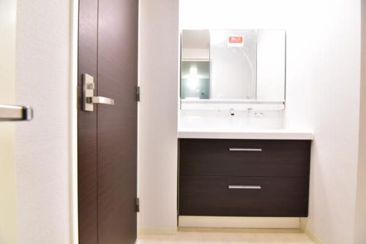 洗面 清潔感と機能性を備え一日の始まりと終わりを心地よく演出してくれるパウダールームです。