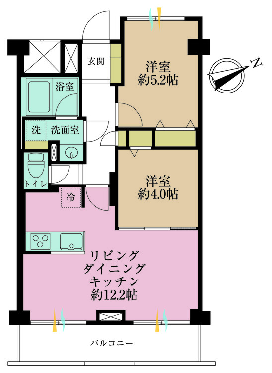 その他 2LDK、専有面積50.43m2、バルコニー面積6.72m2